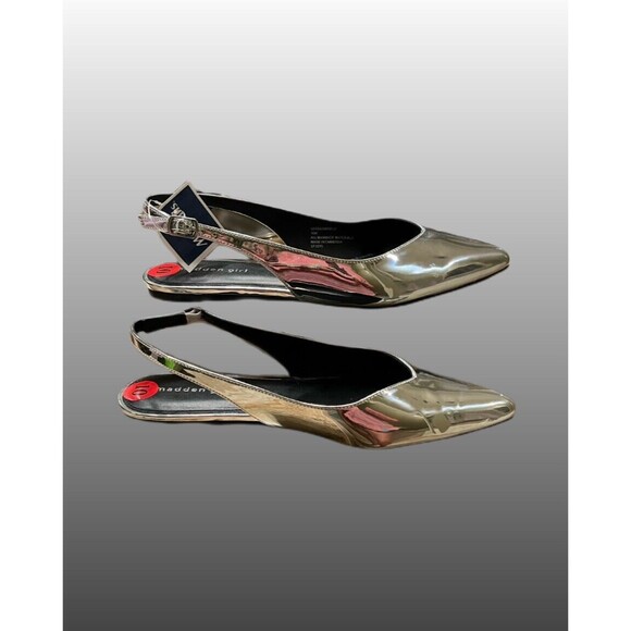 “Madden Girl” Slingback Metallic Silver Mirror Flats Size 10 *New - Picture 2 of 6